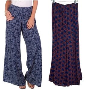 ESCAPADA Living navy & Red Geometric Wide Leg Palazzo Pants Size Small